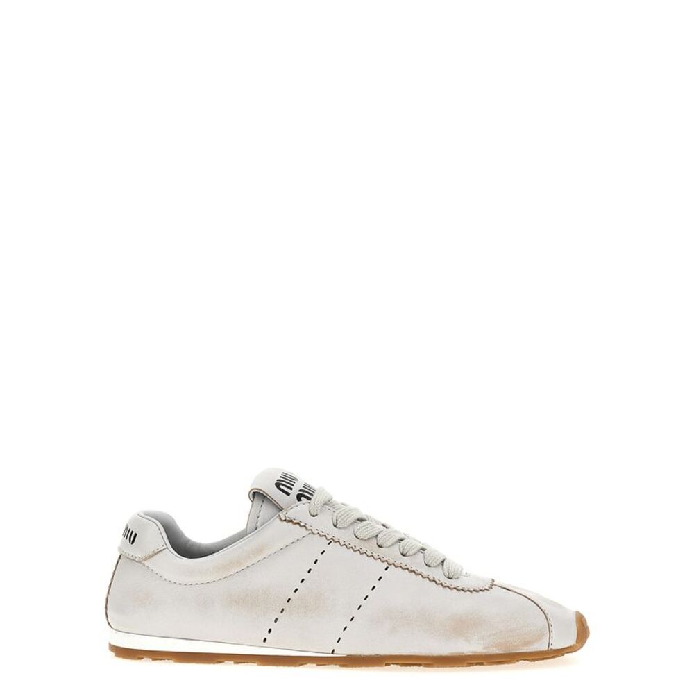 Miu Miu White Calfskin Low Top Women's Sneakers
